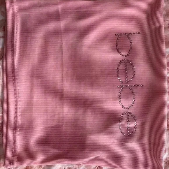 Pink Bebe Tube Top Cute Crop Pink Bebe Tube Tank Tops BEBE y2k Pink Rhinestone - Picture 3 of 3